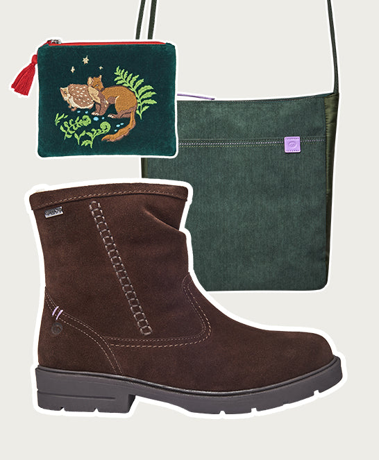 Brown water-resistant ruched ankle boots - ESKER BROWN SUEDE