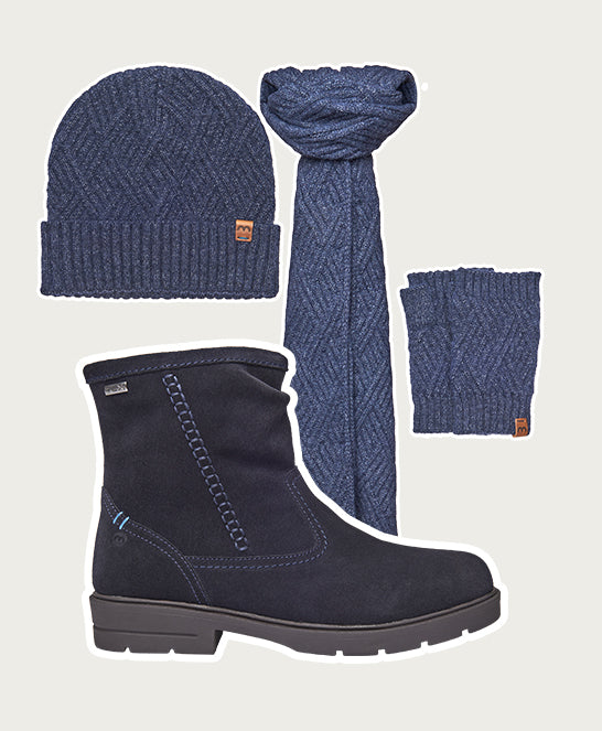 Blue water-resistant ruched ankle boots - ESKER INDIGO SUEDE