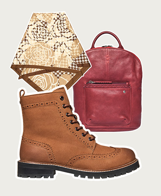 Brown fluffy lined leather brogue boot - FILICO WARMLINED TAN NUBUCK
