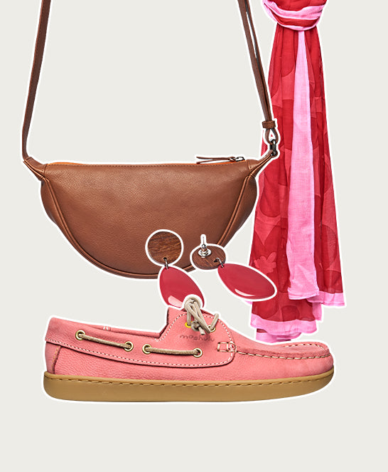 Pink flexible nubuck boat shoes - FOWEY CORAL PINK NUBUCK