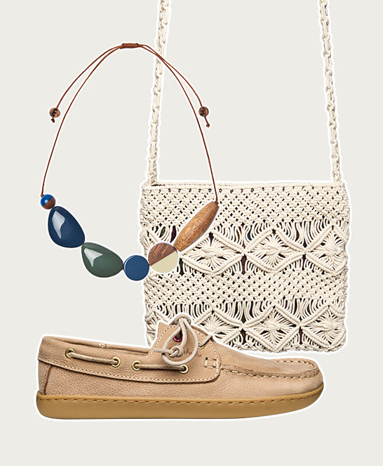 Neutral flexible nubuck boat shoes - FOWEY LIGHT SAND NUBUCK