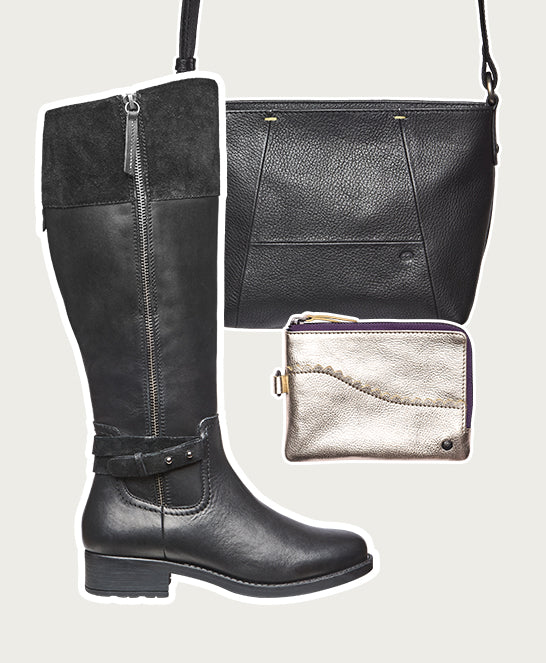 Black tall leather riding boot - FREJA BLACK