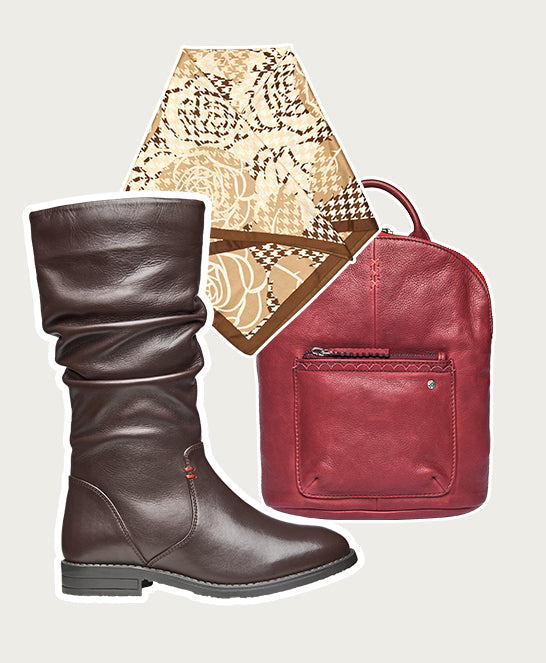 Brown slouchy leather mid calf boot - GLACIER LEATHER BROWN