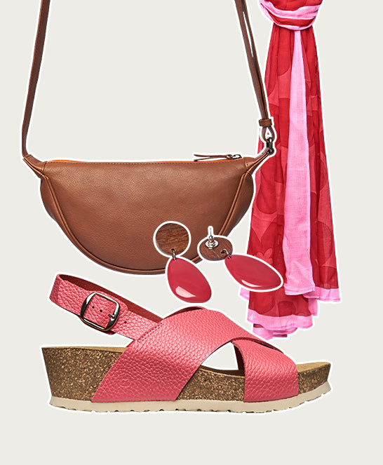 Pink slingback cork wedge sandals - HARLYN CORAL PINK LEATHER