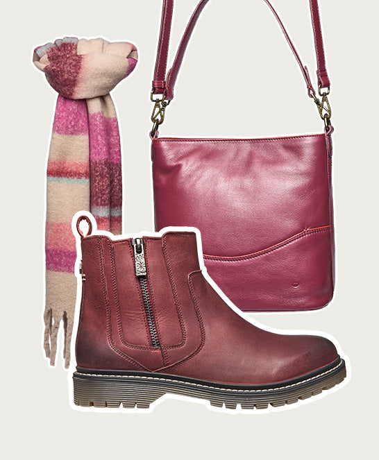 Red fleece lined ankle boot - HATTER 2 ZINFANDEL RED WAXY