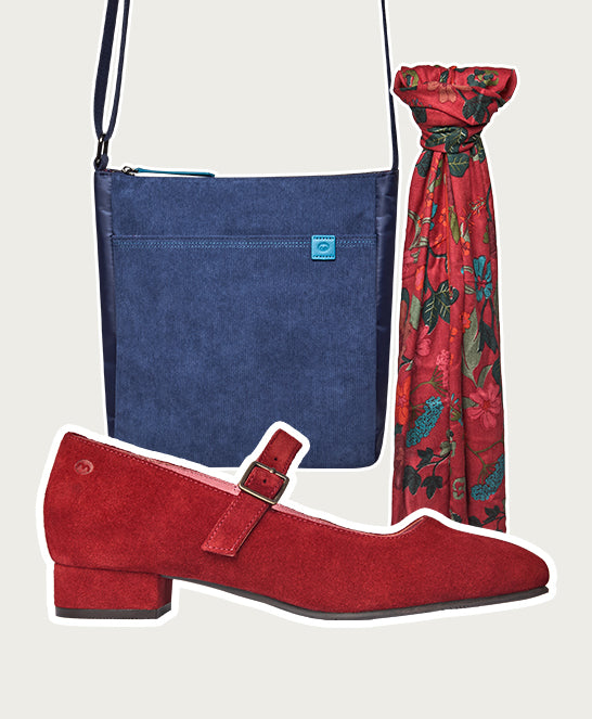 Red front buckle block heels - HEBEI RED SUEDE