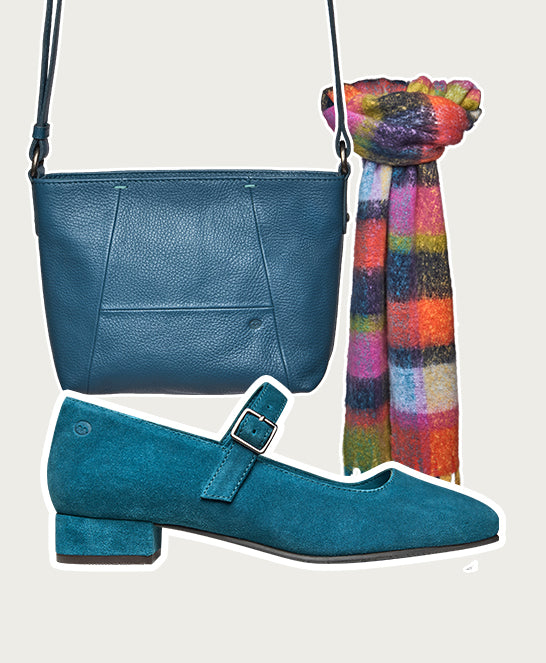 Blue front buckle block heels - HEBEI LAGOON SUEDE