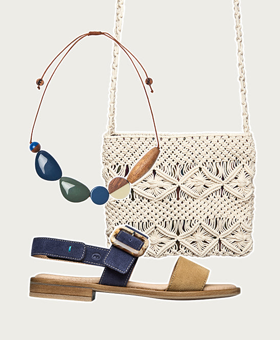 Blue two-toned suede sandals - HEDDON INDIGO/TAN SUEDE