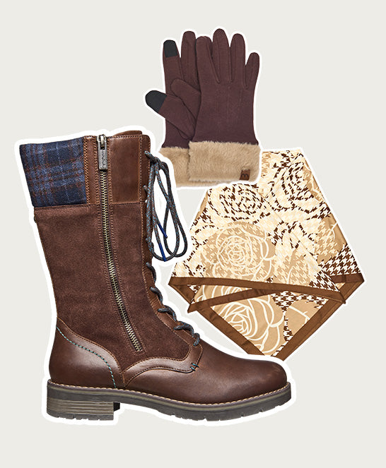 Brown mid calf lace up boot - HELGA CHOCOLATE WAXY