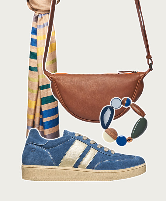 Blue colourful and metallic fashion trainers - JESS DENIM SUEDE