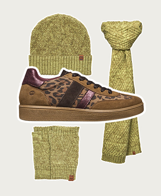 Brown / Animal Print colourful and metallic fashion trainers - JESS PECAN LEOPARD PRINT SUEDE