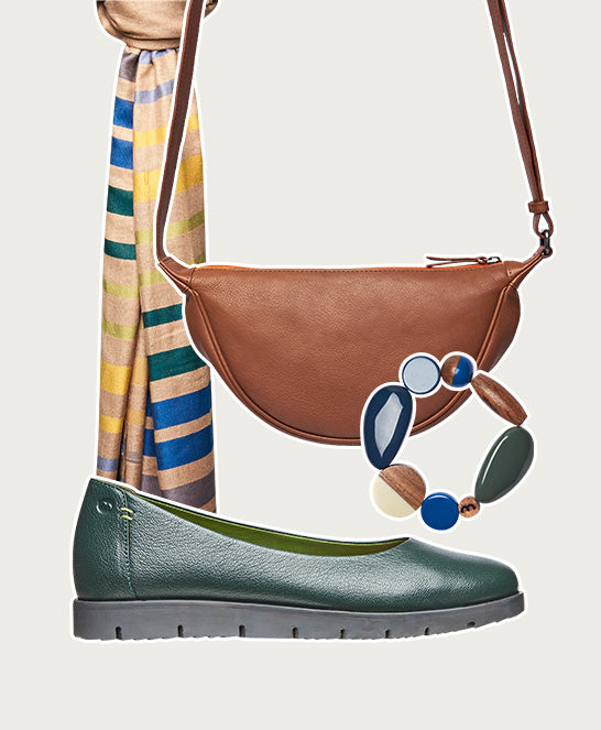 Green leather slip-on ballet pumps - JIN PINE GREEN