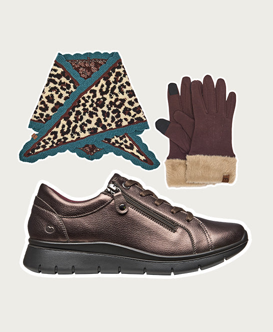 Metallic / Brown casual lightweight trainers - KENSEY BRONZE METALLIC LEATHER