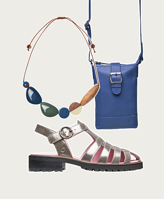 Metallic leather strappy fisherman sandals - KYNANCE SILVER METALLIC
