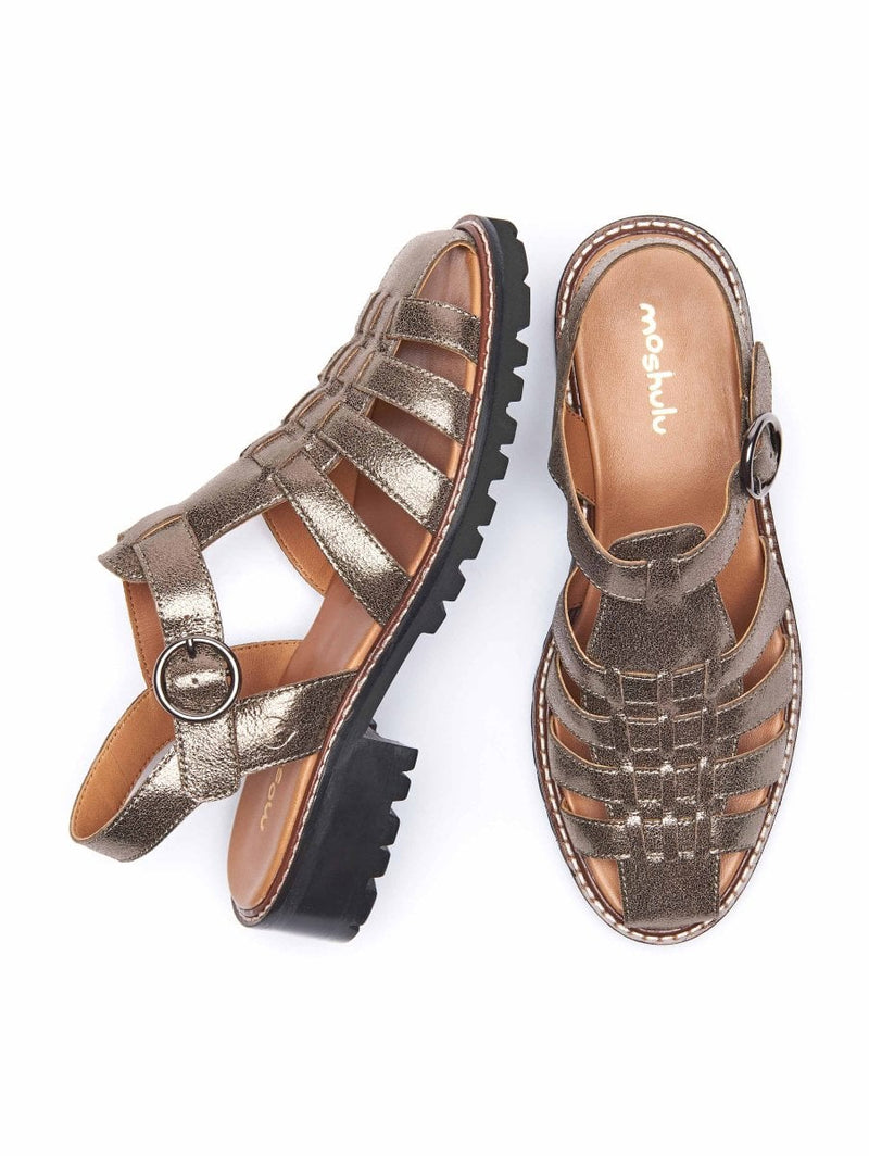 Metallic leather strappy fisherman sandals - KYNANCE BRONZE METALLIC