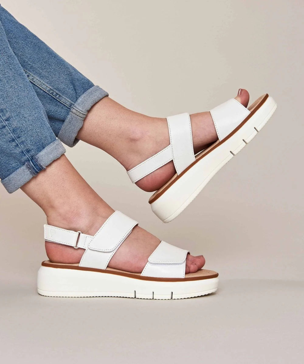 White leather platform sandals - HALLSANDS WHITE
