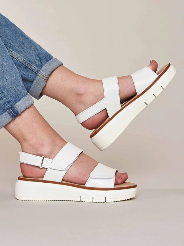 White leather platform sandals - HALLSANDS WHITE