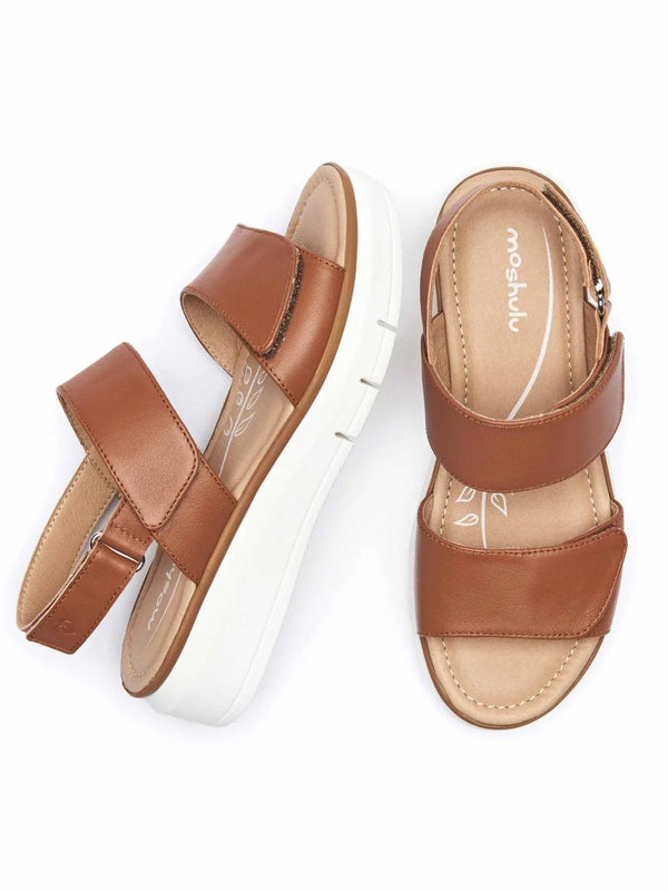 Brown leather platform sandals - HALLSANDS TAN