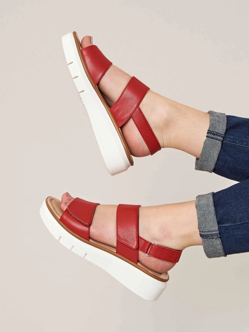 Red leather platform sandals - HALLSANDS BRIGHT POPPY RED