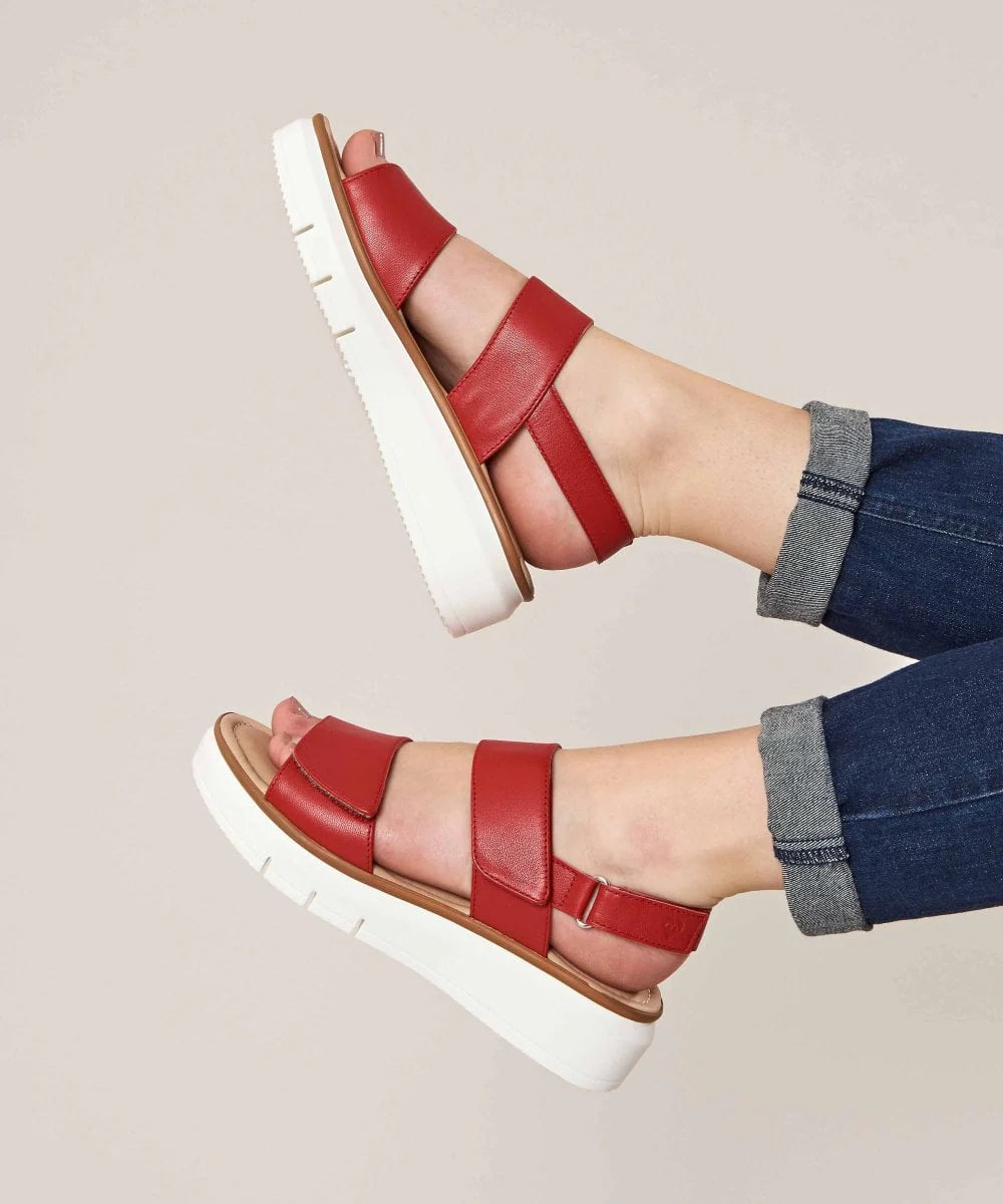 Red leather platform sandals - HALLSANDS BRIGHT POPPY RED
