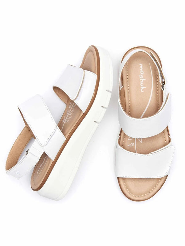White leather platform sandals - HALLSANDS WHITE