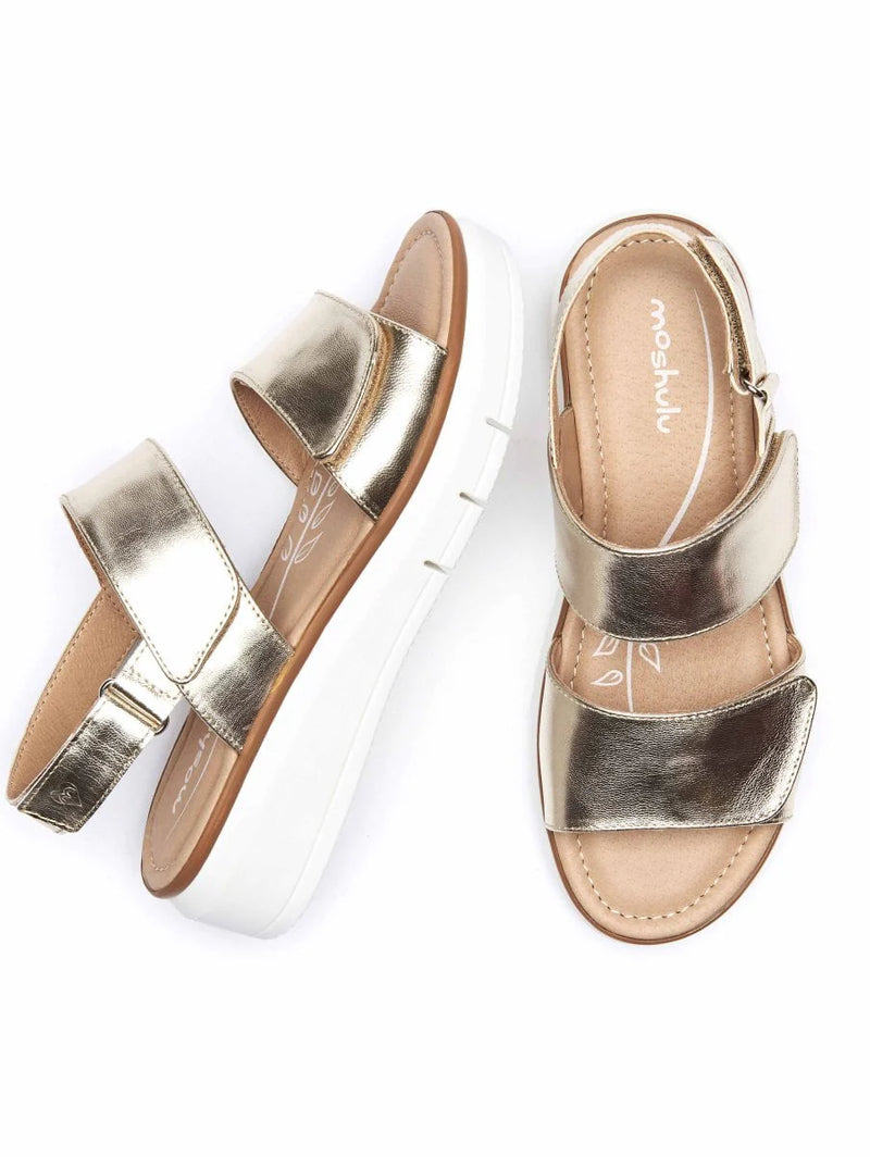 Metallic leather platform sandals - HALLSANDS GILT