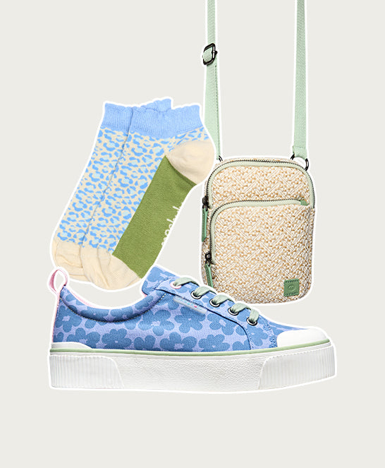Blue chunky canvas trainers - LEVAN BLUE BOLD FLORAL