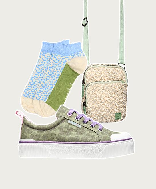 Green chunky canvas trainers - LEVAN SAGE BOLD FLORAL
