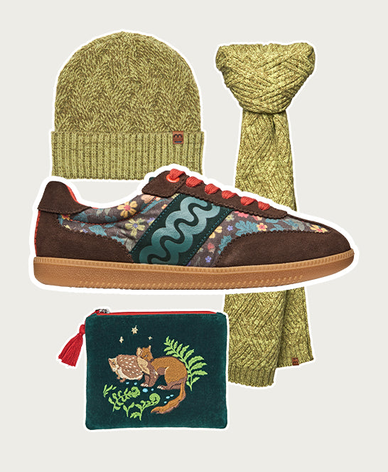 Brown sporty lace up trainers - MARGOT BROWN ACORN PRINT SUEDE