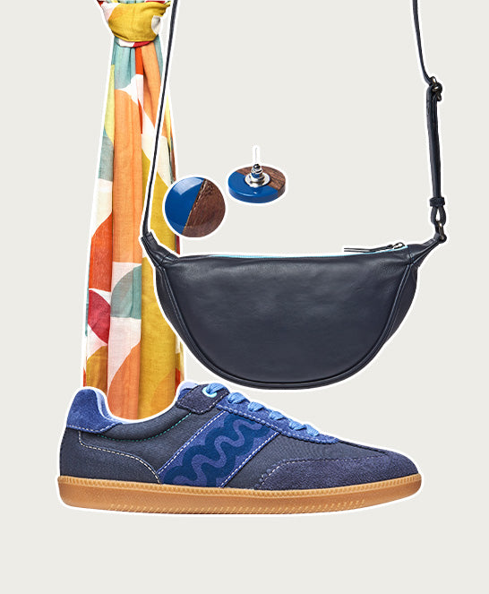 Blue sporty lace up trainers - MARGOT INDIGO MULTI