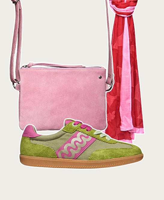 Green sporty lace up trainers - MARGOT LICHEN GREEN/FUCHSIA PINK