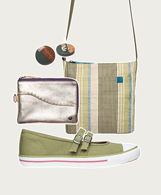 Green double strap ballerina style trainer - MARZIO LICHEN GREEN