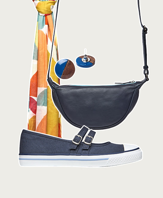 Blue double strap ballerina style trainer - MARZIO INDIGO