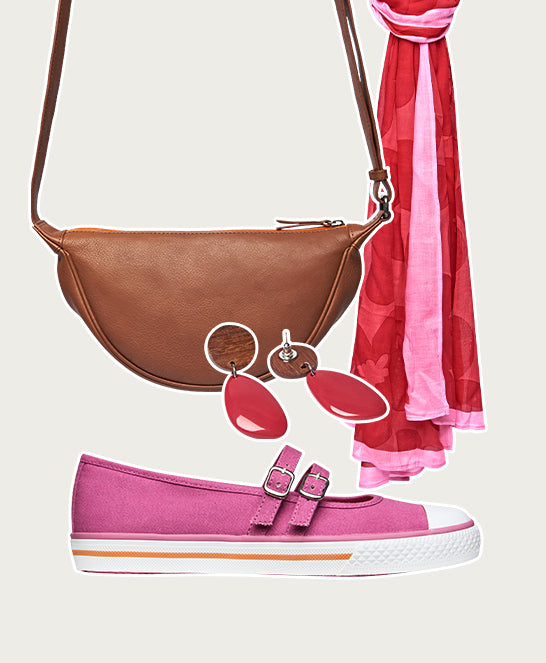 Pink double strap ballerina style trainer - MARZIO FUCHSIA PINK