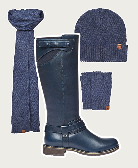 Blue classic leather long boots - MISTLETOE INDIGO