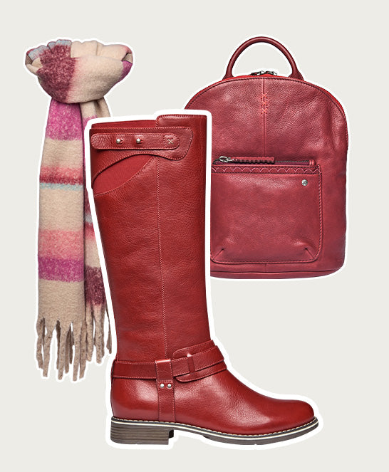 Red classic leather long boots - MISTLETOE LIPSTICK RED