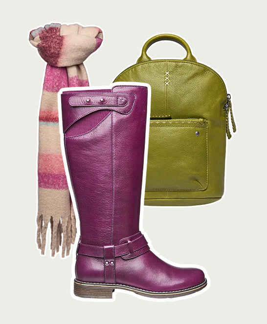 Purple classic leather long boots - MISTLETOE PLUM