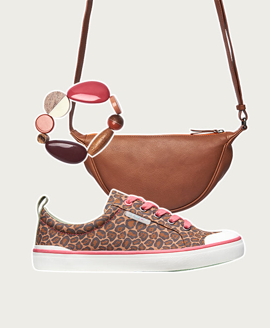 Brown comfortable lace-up trainer - MOUSEHALL LEOPARD PRINT