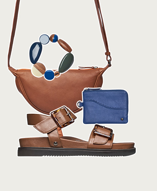 Brown colourful leather buckle sandals - NEWARK 2 TAN LEATHER