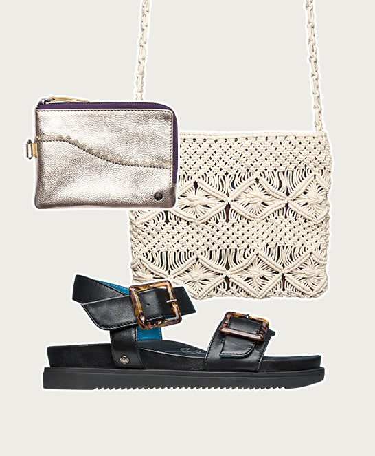 Black colourful leather buckle sandals - NEWARK 2 BLACK LEATHER