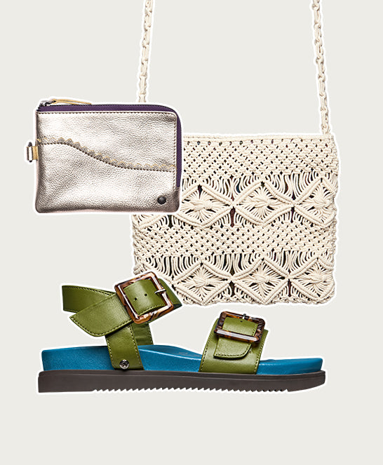 Green colourful leather buckle sandals - NEWARK 2 GUACAMOLE/MARINE TEAL LEATHER