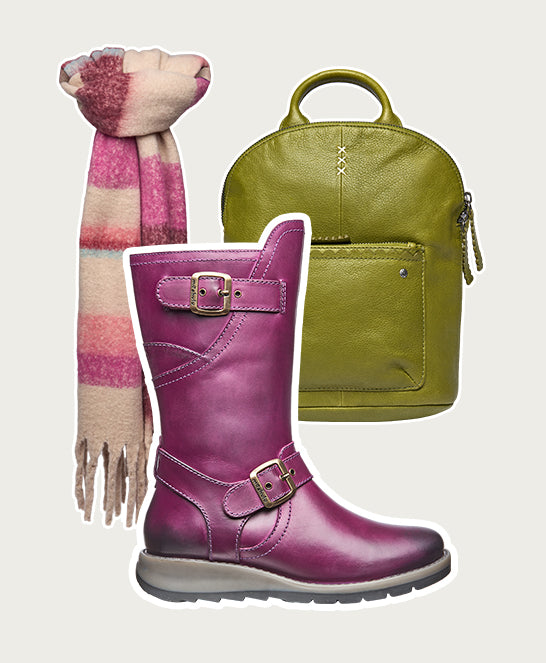 Purple wedge mid-length leather boots - NIGHTJAR PLUM