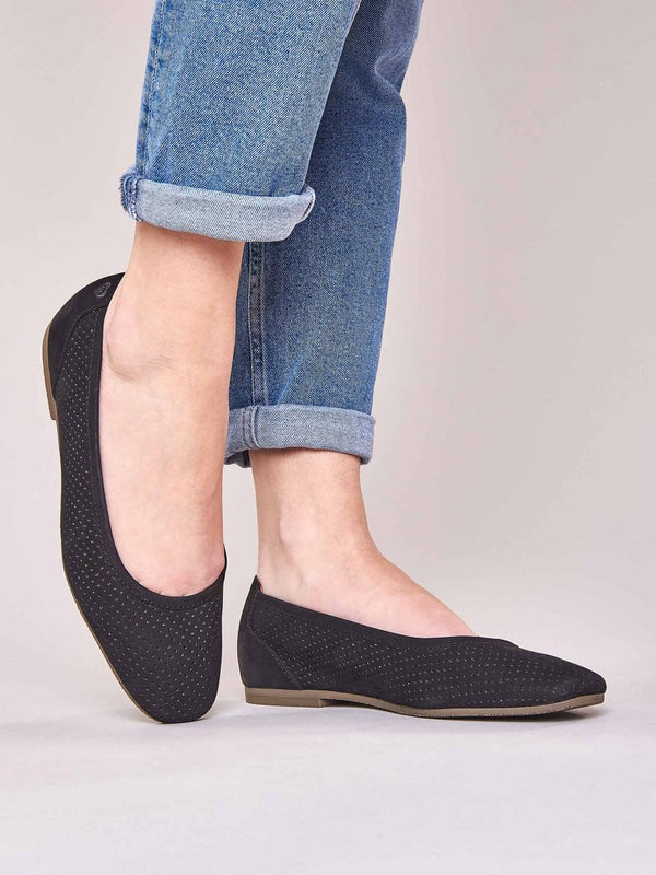 Black Nubuck mesh ballet pumps - WESTWARD BLACK