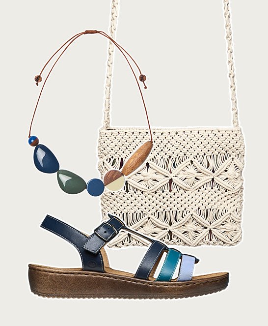 Blue platform wedge strappy sandals - PARADAS INDIGO/BLUE MULTI LEATHER