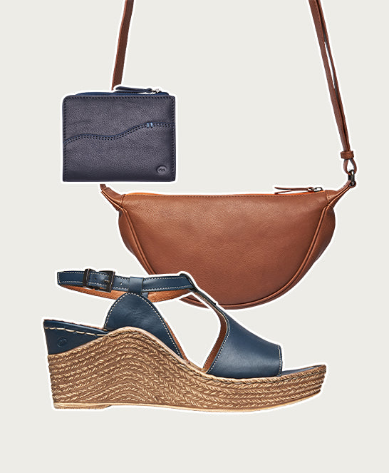 Blue t-bar wedge sandals - PEACH MELBA 2 INDIGO