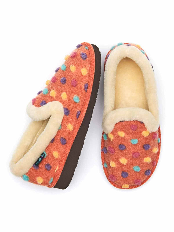 Orange classic colourful spotty slippers - PEANUT BRITTLE ORANGE