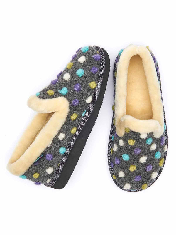 Grey classic colourful spotty slippers - PEANUT BRITTLE SLATE