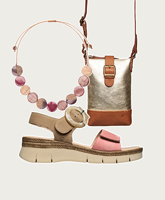 Neutral two-toned flexible sandals - PENHALE TAN/CORAL PINK NUBUCK