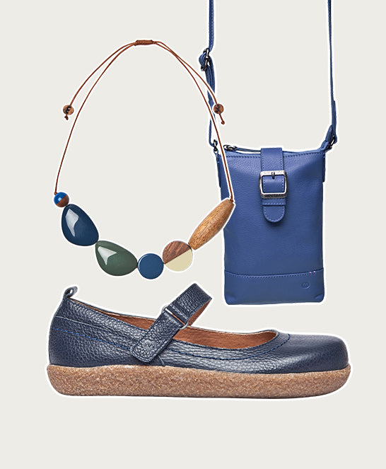 Blue leather Mary Jane clog shoes - PEPPERCOMBE INDIGO