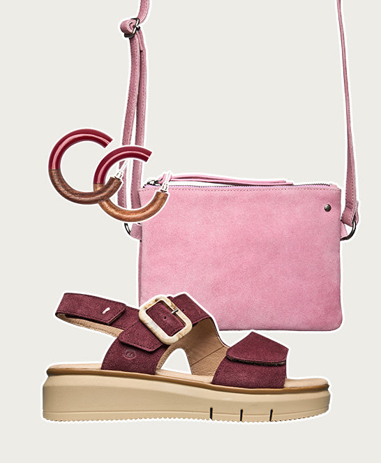 Red platform 3 strap sandals - PERRAN ZINFANDEL RED SUEDE